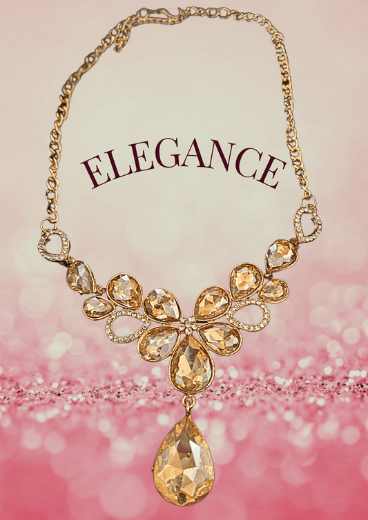 RHINESTONE CRYSTAL NECKLACE - BEIGE