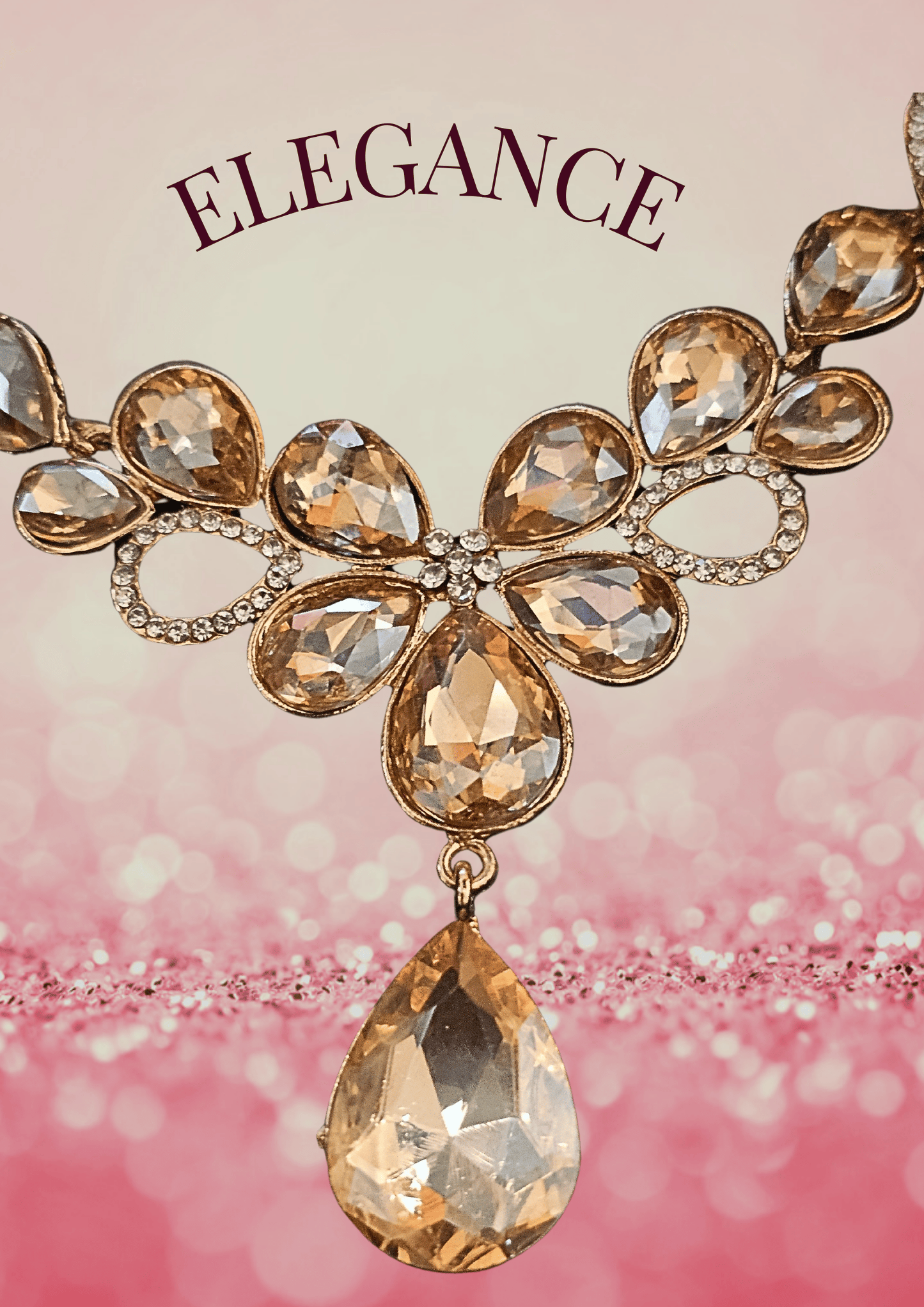 RHINESTONE CRYSTAL NECKLACE - BEIGE