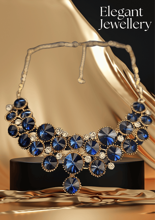 RHINESTONE CRYSTAL NECKLACE - BLUE